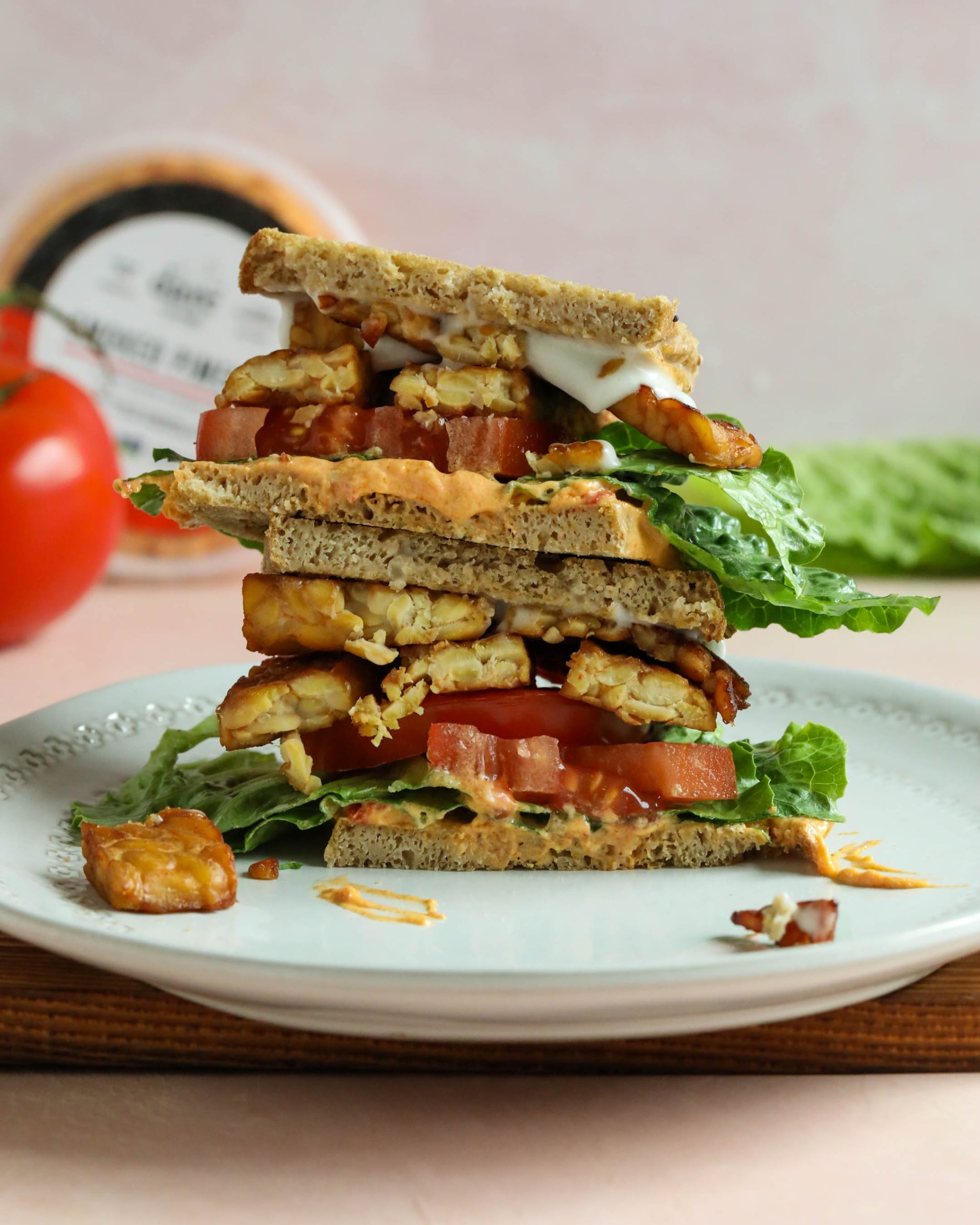 Easy Cheesy Vegan BLT with Crispy Tempeh Bacon