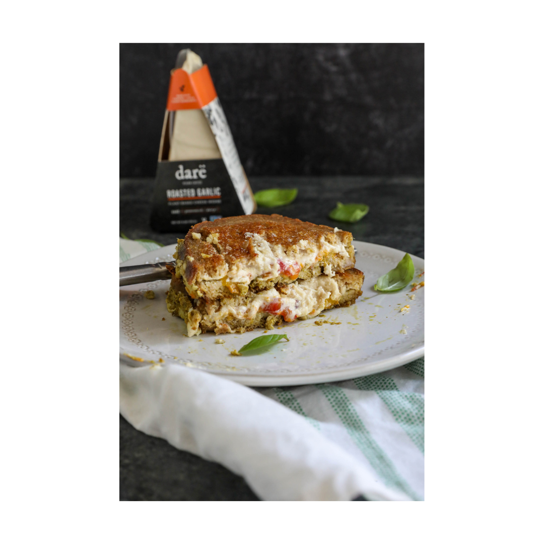 Vegan Garlic Grilled Cheese With Heirloom Tomatoes