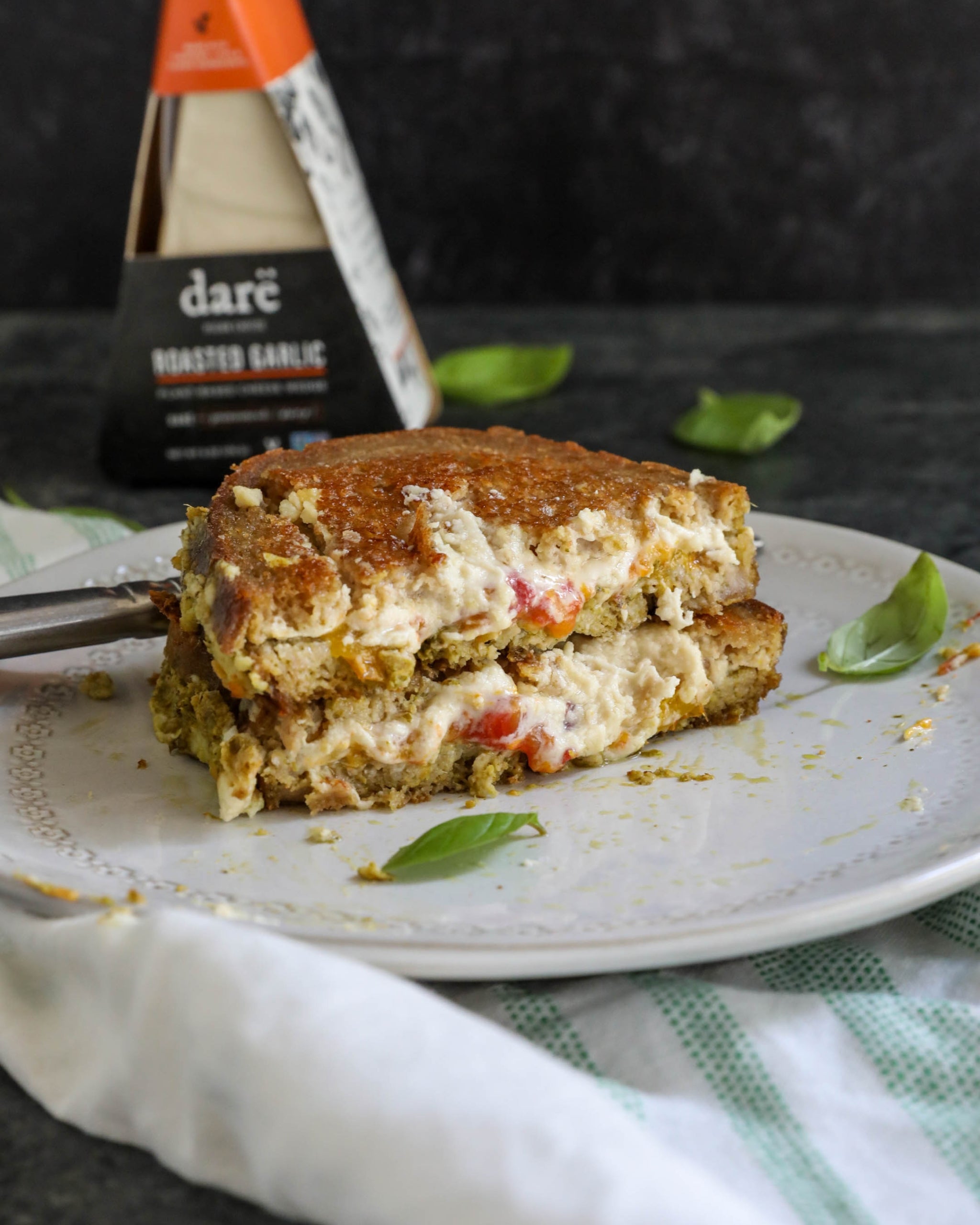 Vegan Garlic Grilled Cheese With Heirloom Tomatoes