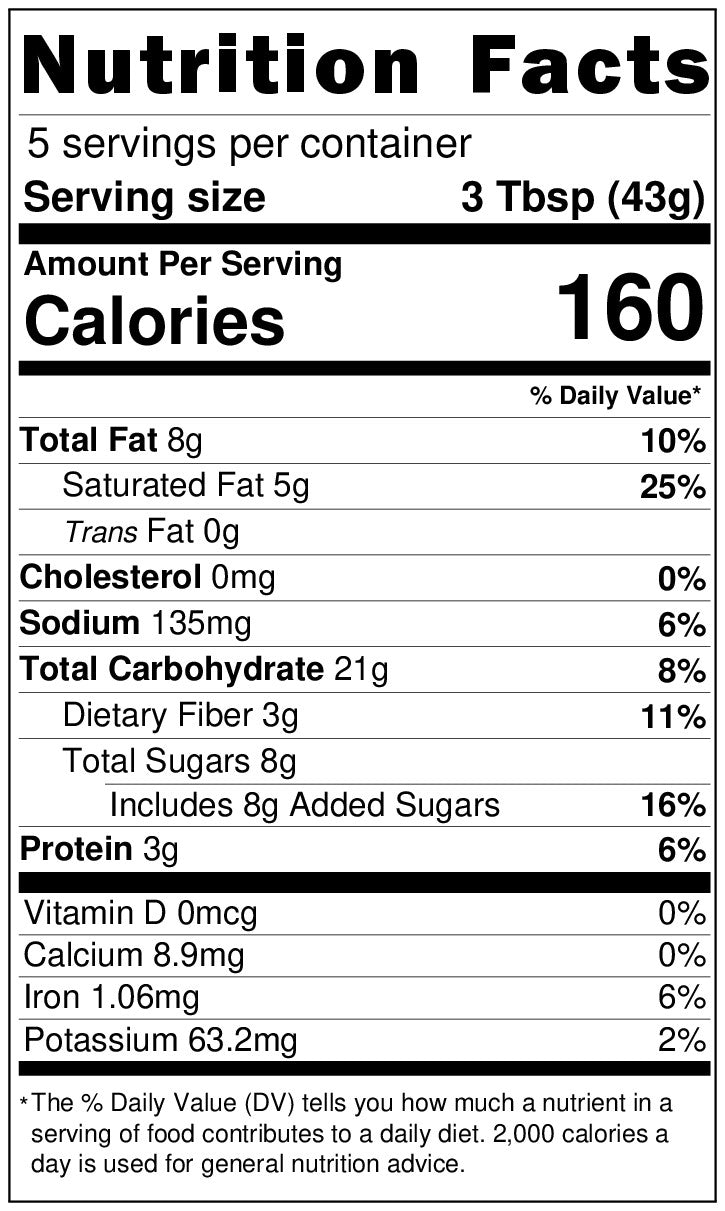 Nutrition facts label for Dare Vegan Cheese Chocolate Cheesecake