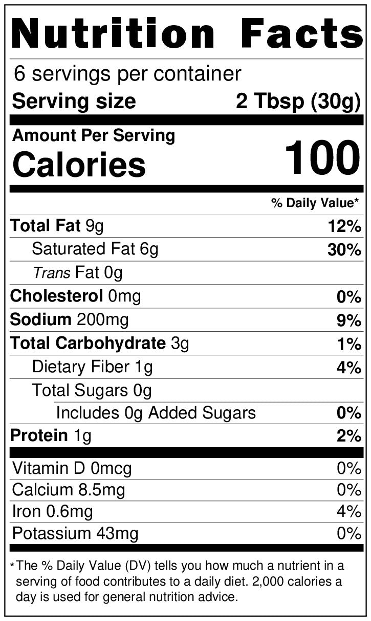 Nutrition facts label for Dare Vegan Cheese Herbed Goat