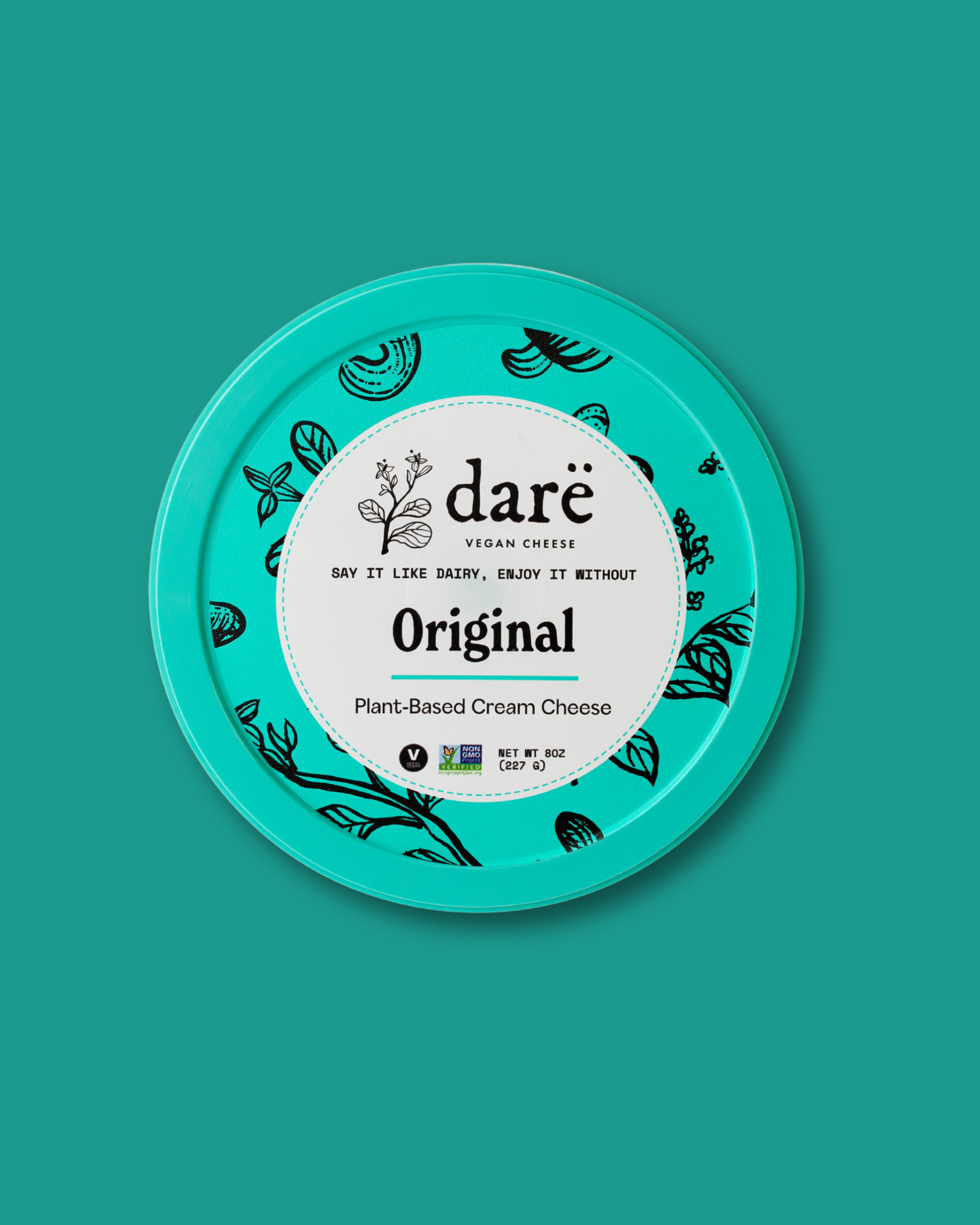 Dare original cream cheese on light blue background
