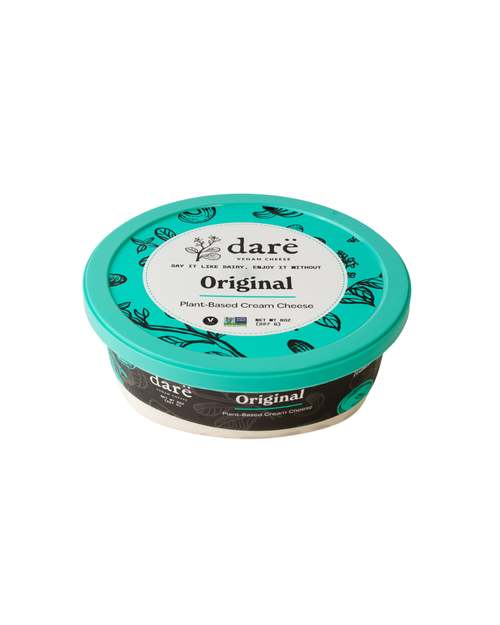 Load image 1 in gallery view. Container of dare brand plant-based cream cheese on a white background