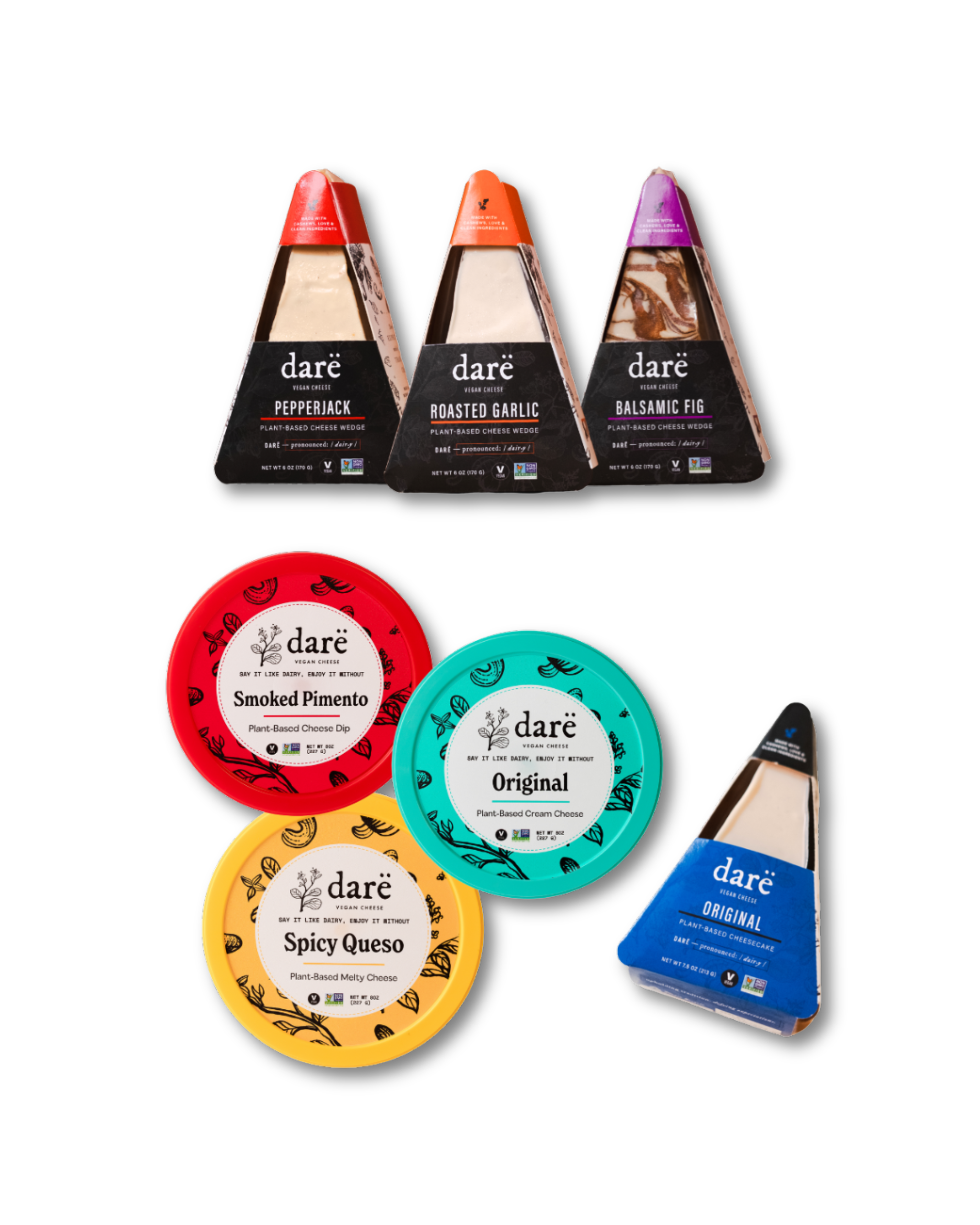 Assorted Dare brand food products on a white background